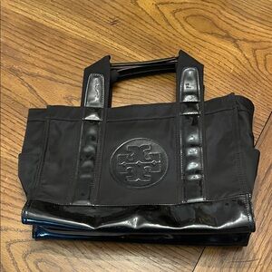 Tory Burch Black Nylon and Patent Tote